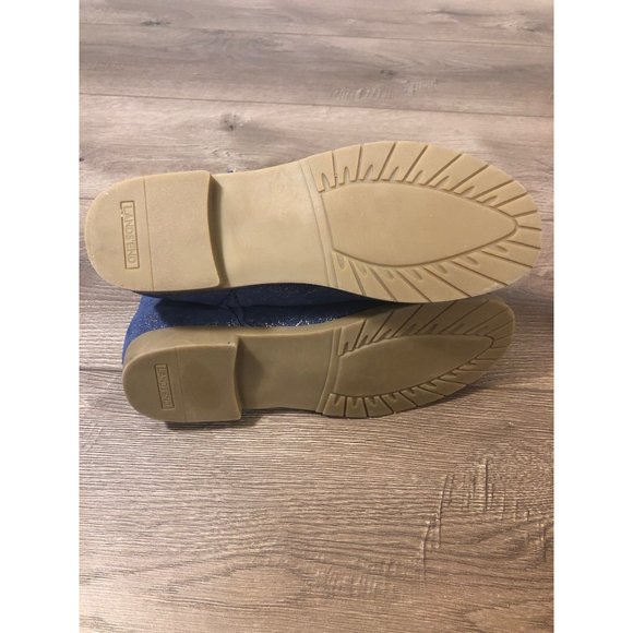 Girl's Land's End Blue Sparkle Metallic Scalloped Ankle Boots - Picture 5 of 7